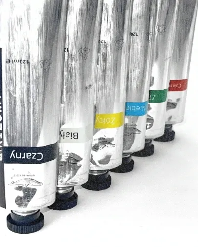 Zestaw Farb Akrylowych Duży 6szt 120ml Farby Akrylowe W Metalowych Tubkach