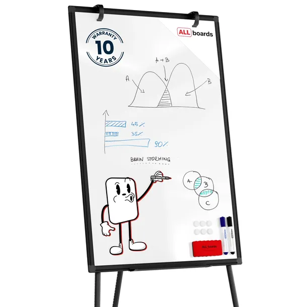 Flipchart suchościeralno-magnetyczny 90x60 cm Czarny + GRATIS