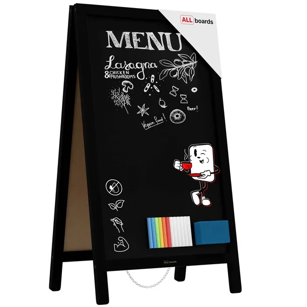 Potykacz kredowy 78x44 cm stojak reklamowy CZARNA RAMA + GRATIS