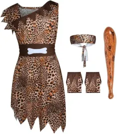 kostium-jaskiniowca-dla-dziewczynki-akcesoria-na-bal-przebierancow-m