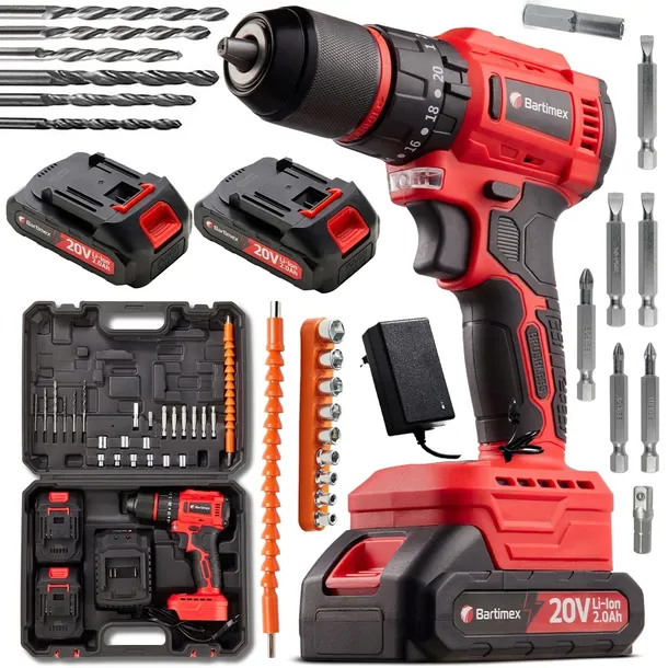 Wiertarko Wkrętarka BEZSZCZOTKOWA 20V 2x2,0Ah ZESTAW Bartimex BT-CD-20M