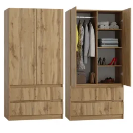 szafa-dab-wotan-garderoba-duza-na-ubrania-otwierana-2-szuflady-90cm