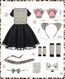 stroj-kota-dla-dziewczynek-sukienka-w-panterke-na-bal-halloween-karnawal