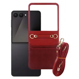 etui-do-samsung-galaxy-z-flip7-pokrowiec-kejs-leather-case-strap-czerwony