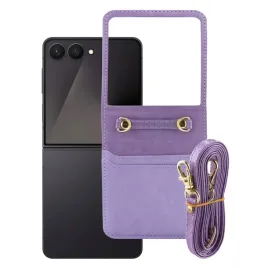 etui-do-samsung-galaxy-z-flip7-pokrowiec-kejs-leather-case-strap-fioletowy