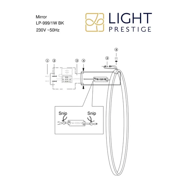 mirror-lp-999-1w-s-bk-light-prestige-stan-nowy-zasilanie-sieciowe