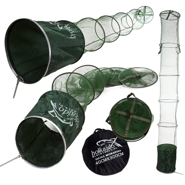 GUMOWA SIATKA WĘDKARSKA 250/ 40 CM 40/250 UCHWYT POKROWIEC HOKKAIDO