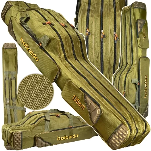 POKROWIEC NA WĘDKI SZTYWNY 140CM GRUBY HOKKAIDO 3 KOMORY NEW DESIGN HK