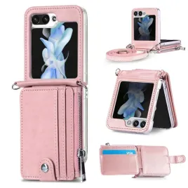 etui-do-samsung-galaxy-z-flip-5-f731-leather-case-pokrowiec-zipper-rozowe