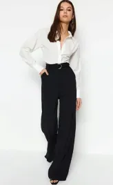 czarne-spodnie-z-paskiem-trendyol-m
