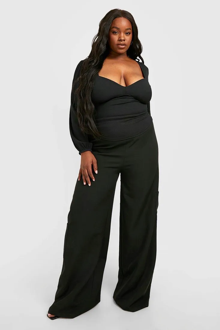 czarny-top-plus-size-boohoo-56-stan-nowy