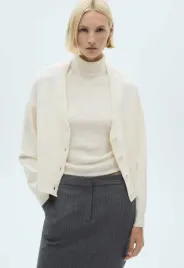 zolty-zapinany-sweter-mango-xl