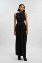 czarna-dopasowana-sukienka-maxi-z-drapowaniem-karen-millen-m