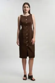 brazowa-sukienka-midi-z-guzikami-karen-millen-m