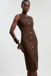 czekoladowa-sukienka-ze-zlotymi-guzikami-midi-karen-millen-m
