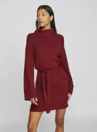 czerwona-dzianinowa-sukienka-z-paskiem-vila-l