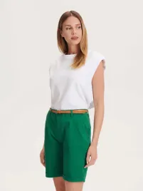 zielone-bawelniane-spodenki-z-paskiem-reserved-s