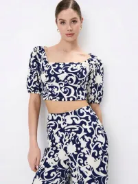 niebieski-wzorzysty-top-mohito-xs