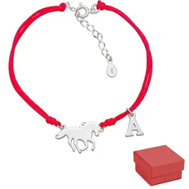 bransoletka-srebrna-925-konik-mustang-i-literka-alfabet-sznurek-kolory
