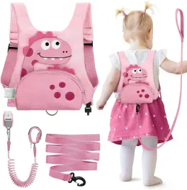szelki-plecak-dla-dzieci-smycz-szelki-dinoazury-rozowy