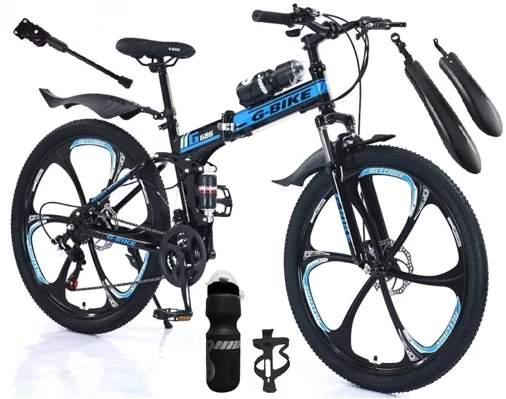 Rower Górski MTB 17 Amortyzator 21 biegów FELGA 26 SKŁADANY NIEBIESKI