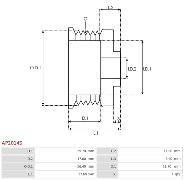 kolo-pasowe-alternatora-ap9042s-producent-czesci-as-pl-numer-katalogowy-czesci-ap9042s
