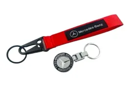 mercedes-zestaw-brelok-czarny-metalowy-do-kluczy-smycz-czerwona-20-cm