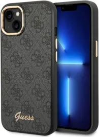 guess-etui-do-iphone-14-plus-15-plus-szare-zlote-logo-mocne