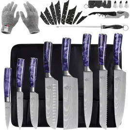 fullhi-14-piece-japanese-knife-set-purple-handle-stainless-steel