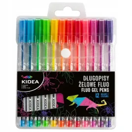 dlugopisy-zelowe-fluo-12-kolorow-kidea-derform-blister