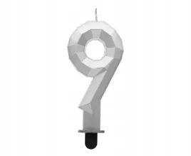 swieczka-cyferka-9-godan-diament-metalik-srebrny-76-cm