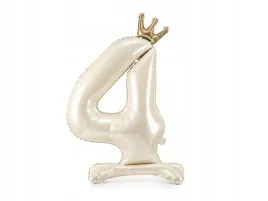 partydeco-balon-foliowy-stojacy-cyfra-4-jasny-krem-84-cm-z-korona
