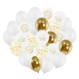 balony-komunijne-biale-zlote-konfetti-30cm-26-sztuk-zb74