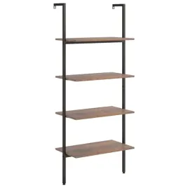 regal-drabina-z-4-polkami-ciemnobrazowo-czarny-64x35x1525-cm