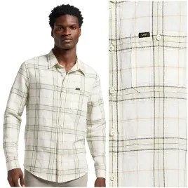 lee-leesure-shirt-sage-pastelowa-lniana-koszula-w-krate-regular-fit-xl