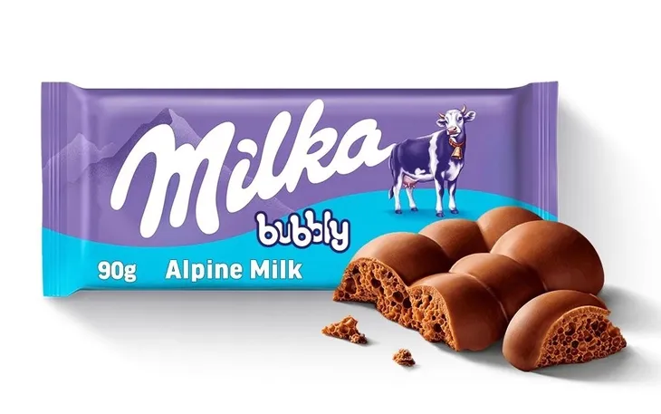 Milka Bubbly Milk Czekolada Mleczna Bąbelki Napowietrzona Alpine Milk 90g