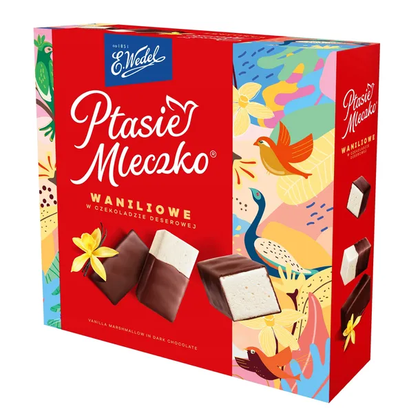 E.Wedel Ptasie Mleczko Waniliowe Pianka w Deserowej Czekoladzie 340g