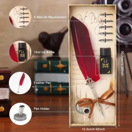 pioro-retro-dlugopis-vintage-zestaw-do-kaligrafii-z-piorem-atrament-prezent