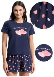 granatowa-pizama-damska-krotki-rekaw-spodenki-serca-puzzle-xl