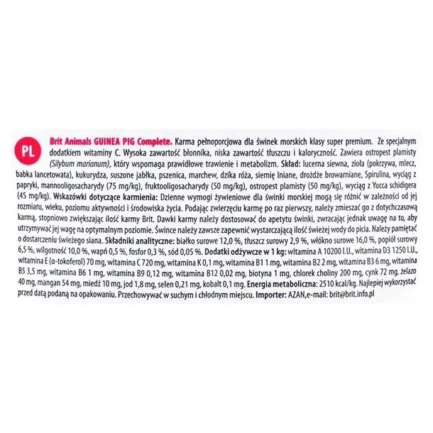 brit-animals-guinea-pig-complete-15kg-cechy-dodatkowe-przysmaki-naturalne