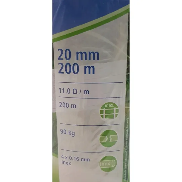 tasma-ogrodzeniowa-basic-200m-x-20mm-biala-kerbl-stan-nowy-obciazenie-zrywajace-90-kg