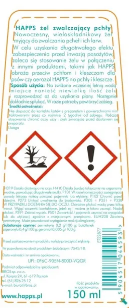 bros-happs-zel-zwalczajacy-pchly-150ml-pojemnosc-150-ml