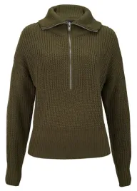 b-p-c-sweter-oliwkowy-ze-stojka-i-z-zamkiem-40-42