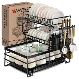 stojaca-suszarka-do-naczyn-dwupoziomowa-duza-czarna-ociekacz-na-naczynia
