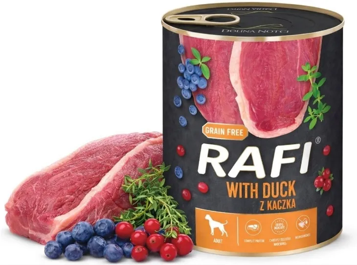 Mokra karma dla psa DOLINA NOTECI RAFI KACZKA 800g BEZZBOŻOWA
