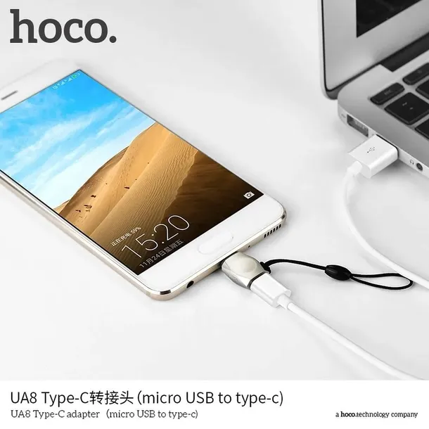 hoco-adapter-micro-do-typ-c-ua8-perlowy-stan-nowy