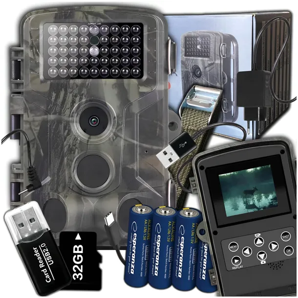 FOTOPUŁAPKA KAMERA MYŚLIWSKA LEŚNA IR PL MENU IP65 KARTA 32GB + BATERIE