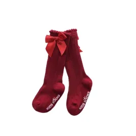 bordowe-skarpetki-podkolanowki-z-kokardka-0-2-lata