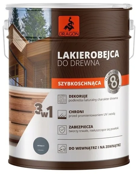 LAKIEROBEJCA DO DREWNA DRAGON 3W1 5L ANTRACYT