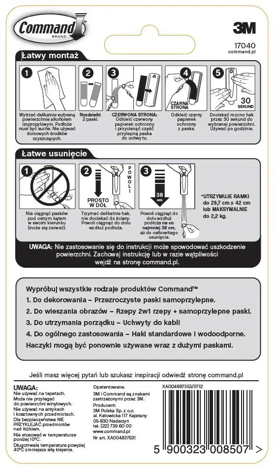 command-3m-haczyk-do-ramek-obrazow-22kg-17041-stan-nowy